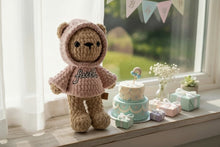 Load image into Gallery viewer, Handmade Crochet Hoodie Bear – Inspirational Stuffed Animal – Positive Affirmation Gift – Faith Based Plush