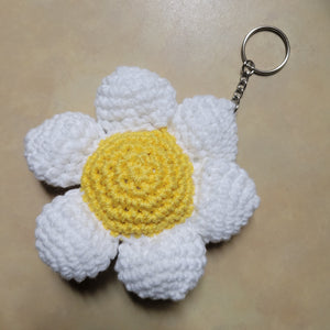 Crochet Daisy Flower Keychains