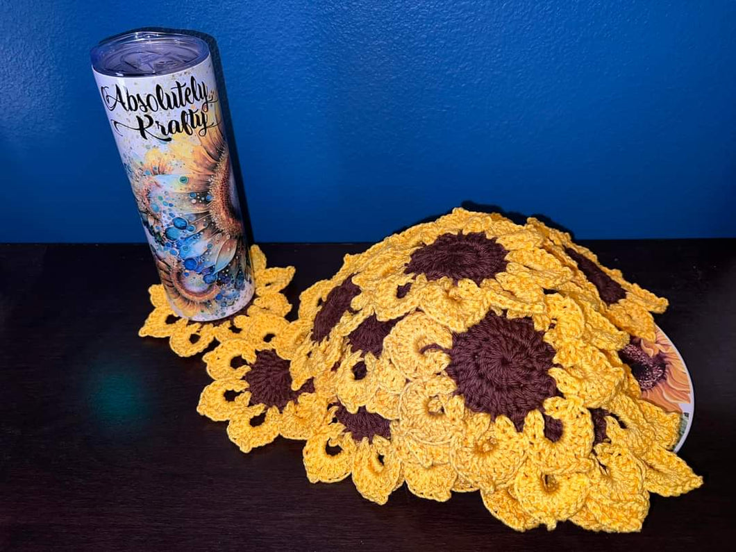 Crochet Sunflower Coasters