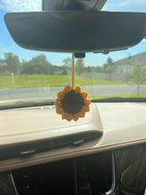 Load image into Gallery viewer, Crochet Sunflower, Car Interior Mirror Hanger
