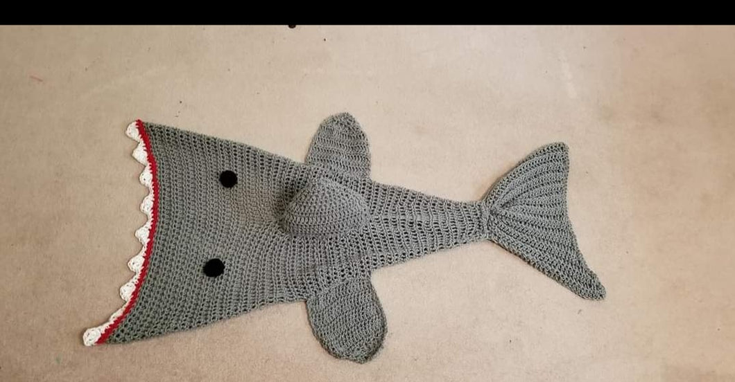 Crochet Shark Sleeper Blanket