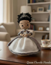 Load image into Gallery viewer, Crochet Queen Charlotte Doll – Handmade Royal-Inspired Collectible
