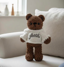 Load image into Gallery viewer, Handmade Crochet Hoodie Bear – Inspirational Stuffed Animal – Positive Affirmation Gift – Faith Based Plush
