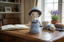 Load image into Gallery viewer, Jane Austin Amigurumi Doll | Renaissance Doll | Timeless Style Gift
