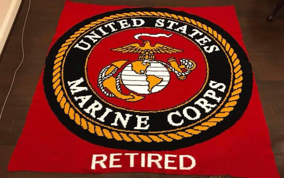 USMC Retired Crochet Blanket